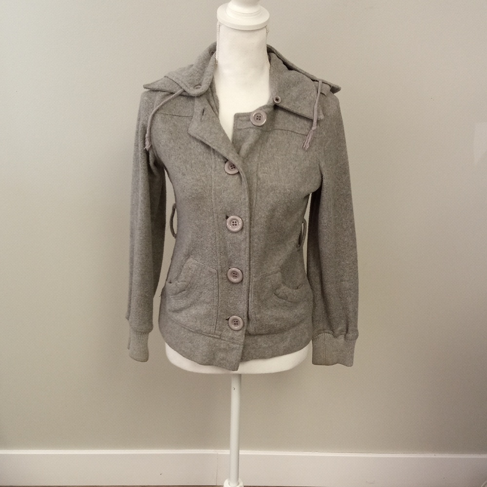 Poetry Clothing Juniors Grey Jacket with Detachable Hood Size S